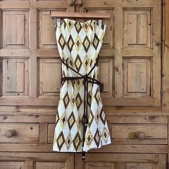 Milly of New York Size 2 Strapless Dress‎ Embroidered Metallic Belted - Picture 1 of 6